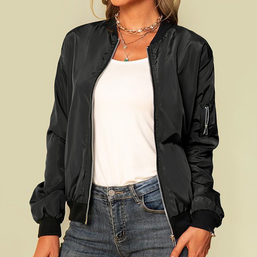 Women's Modern Zip Up Bomber Jacket