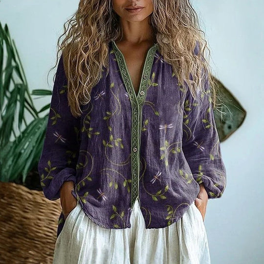 Charlotte | Three-Quarter Sleeve Nature Print Blouse