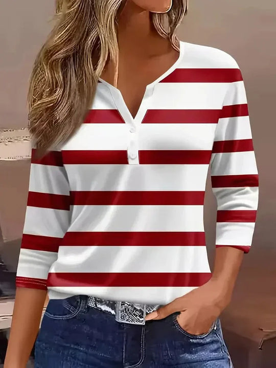 Pamela | V-Neck Striped Top