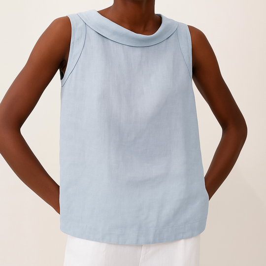 Alyssa | Sleeveless Roll Collar Top