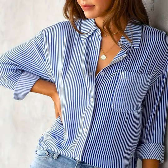 Women's Collared Striped Blouse