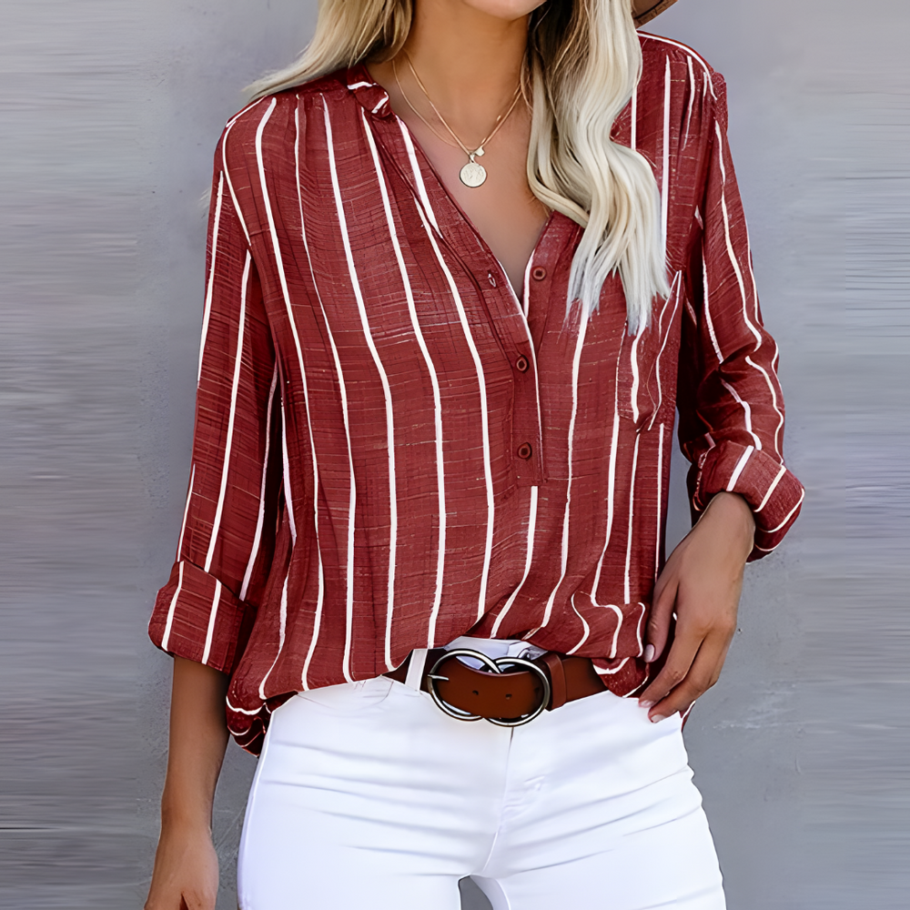 Women's Striped Three Quarter Sleeve Blouse