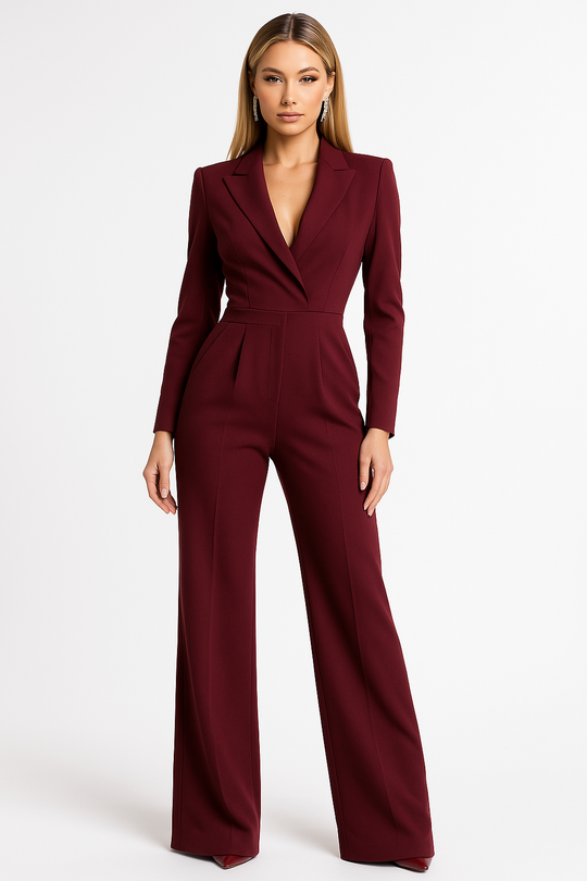 Women's V-Neck Long Sleeve Jumpsuit