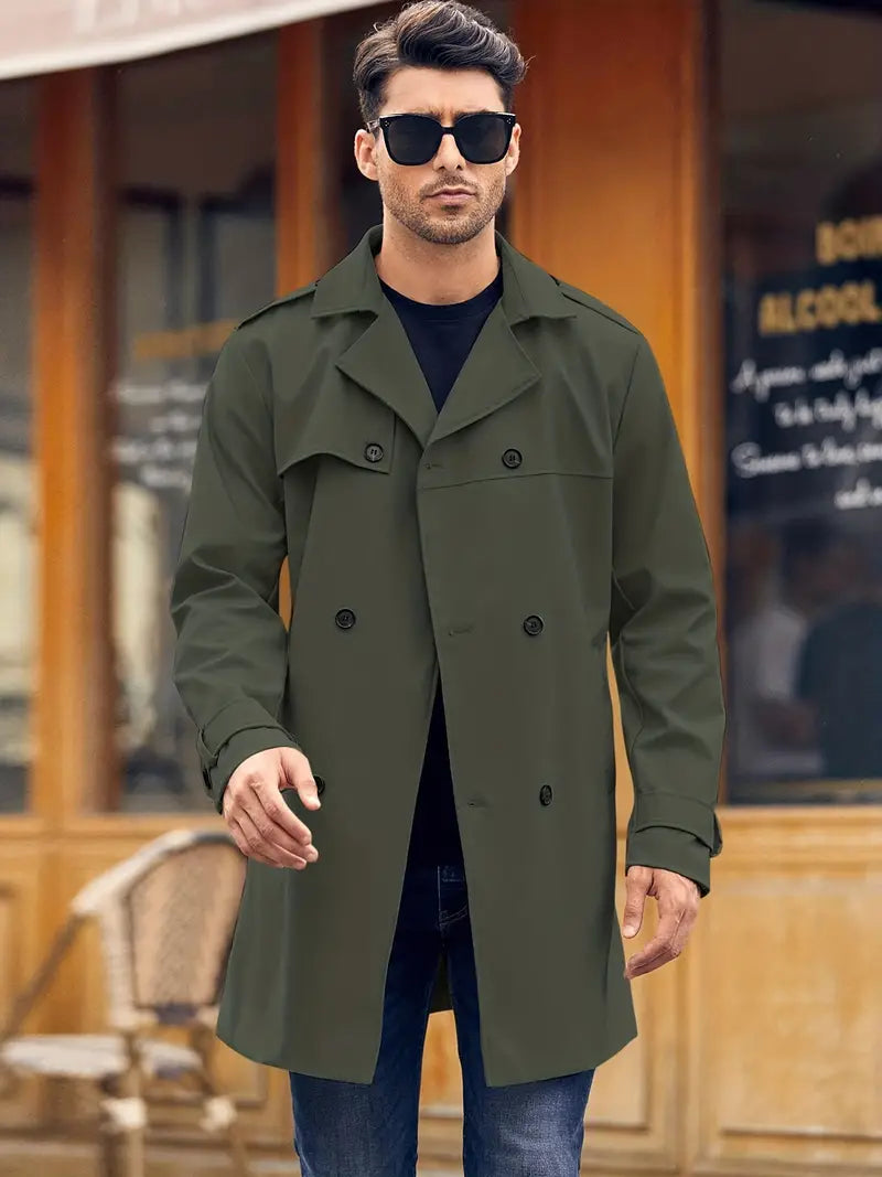 Men’s Double-Breasted Long Winter Coat