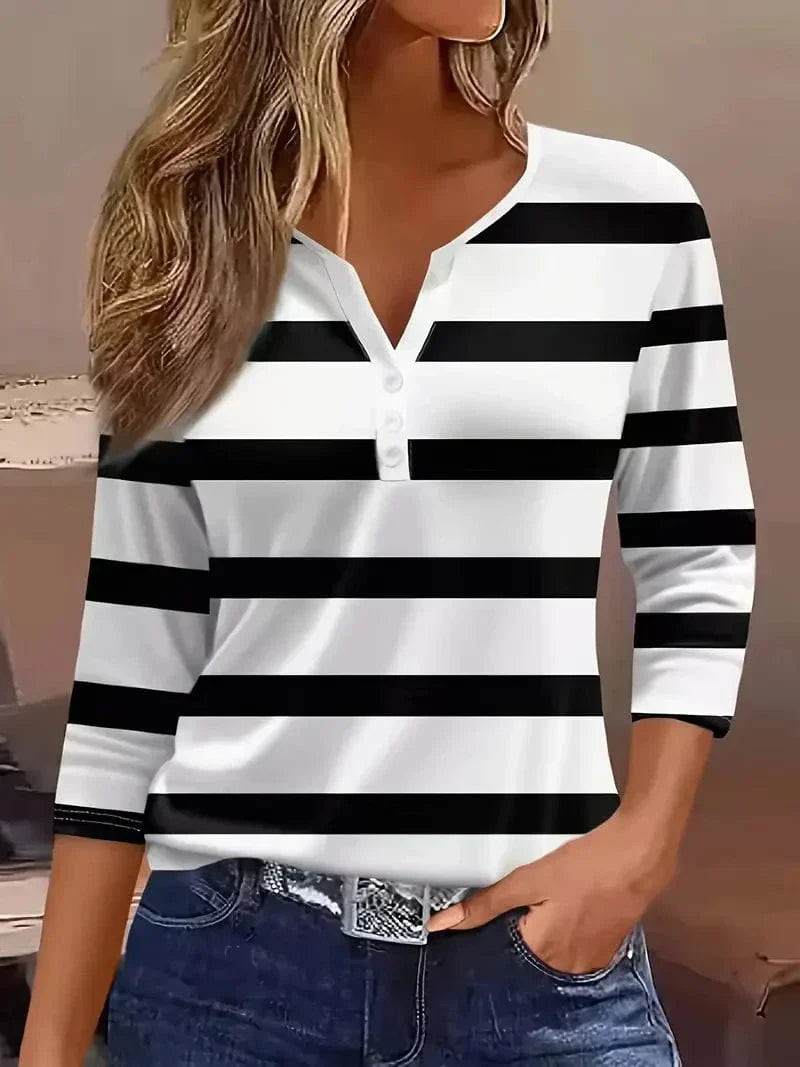 Pamela | V-Neck Striped Top