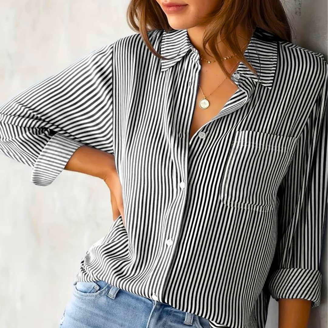 Women's Collared Striped Blouse