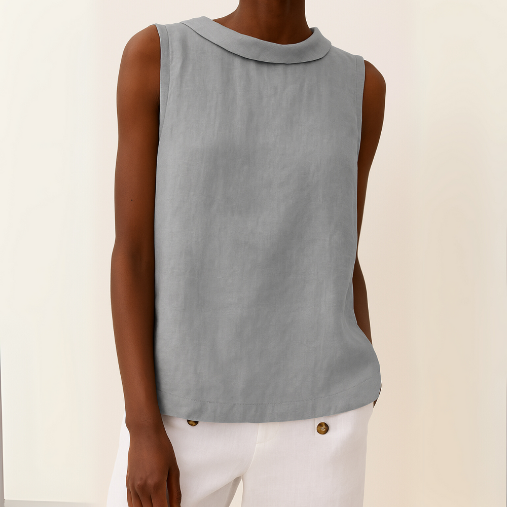 Alyssa | Sleeveless Roll Collar Top