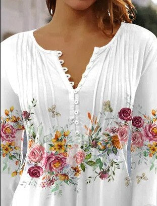 Women's Floral Three Quarter Sleeve Top