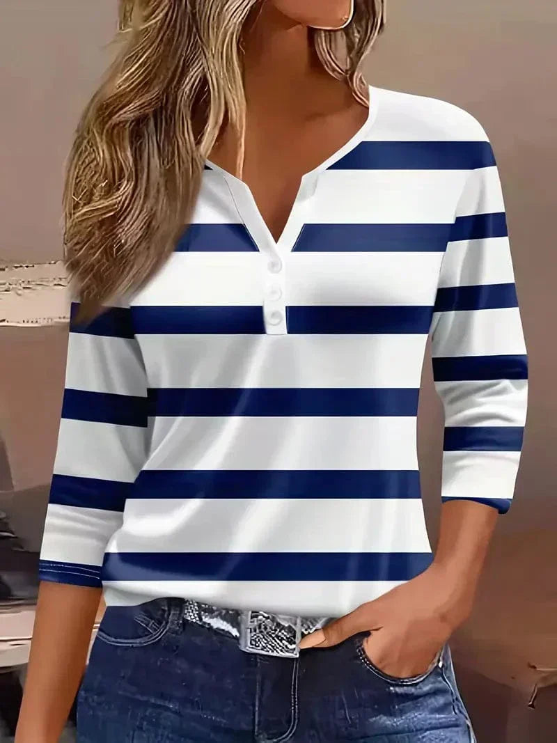 Pamela | V-Neck Striped Top