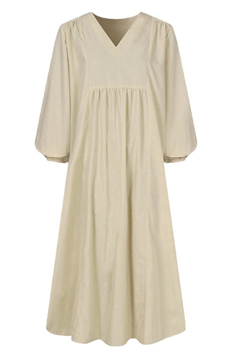 Clara | V-Neck Balloon Sleeve Midi Dress