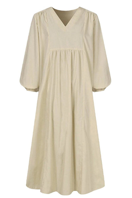 Clara | V-Neck Balloon Sleeve Midi Dress
