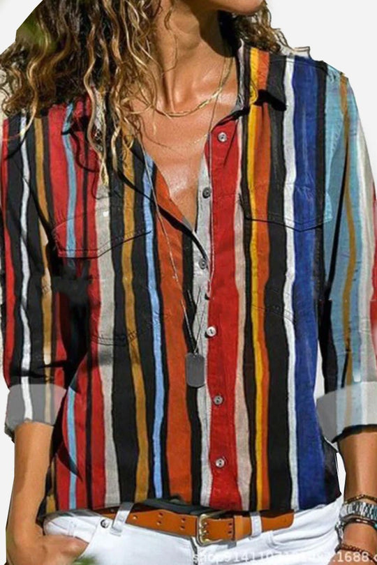 Grace | Multi-Stripe Button-Down Shirt