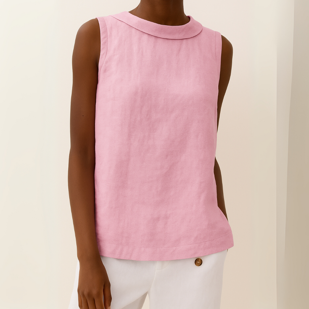 Alyssa | Sleeveless Roll Collar Top
