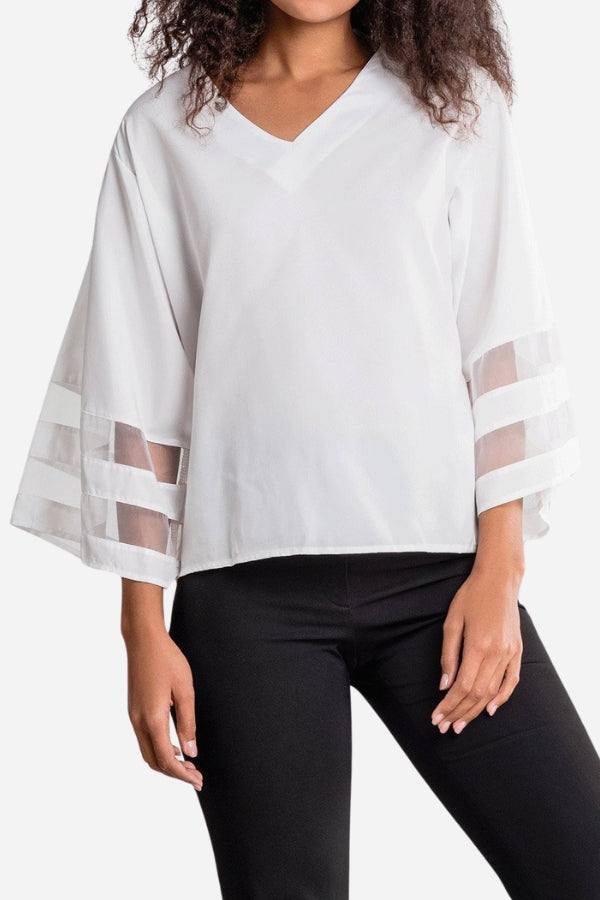 Emma | V-Neck Bell Sleeve Blouse
