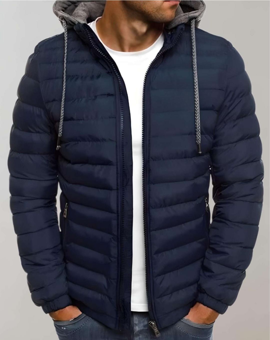 Men's Zipper Hooded Jacket with Pockets