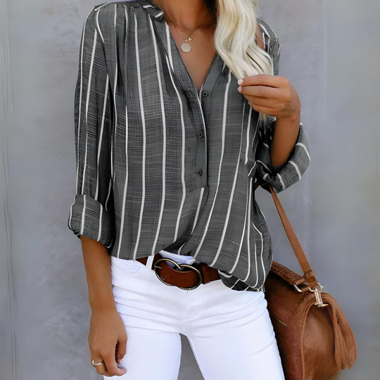 Women's Striped Three Quarter Sleeve Blouse