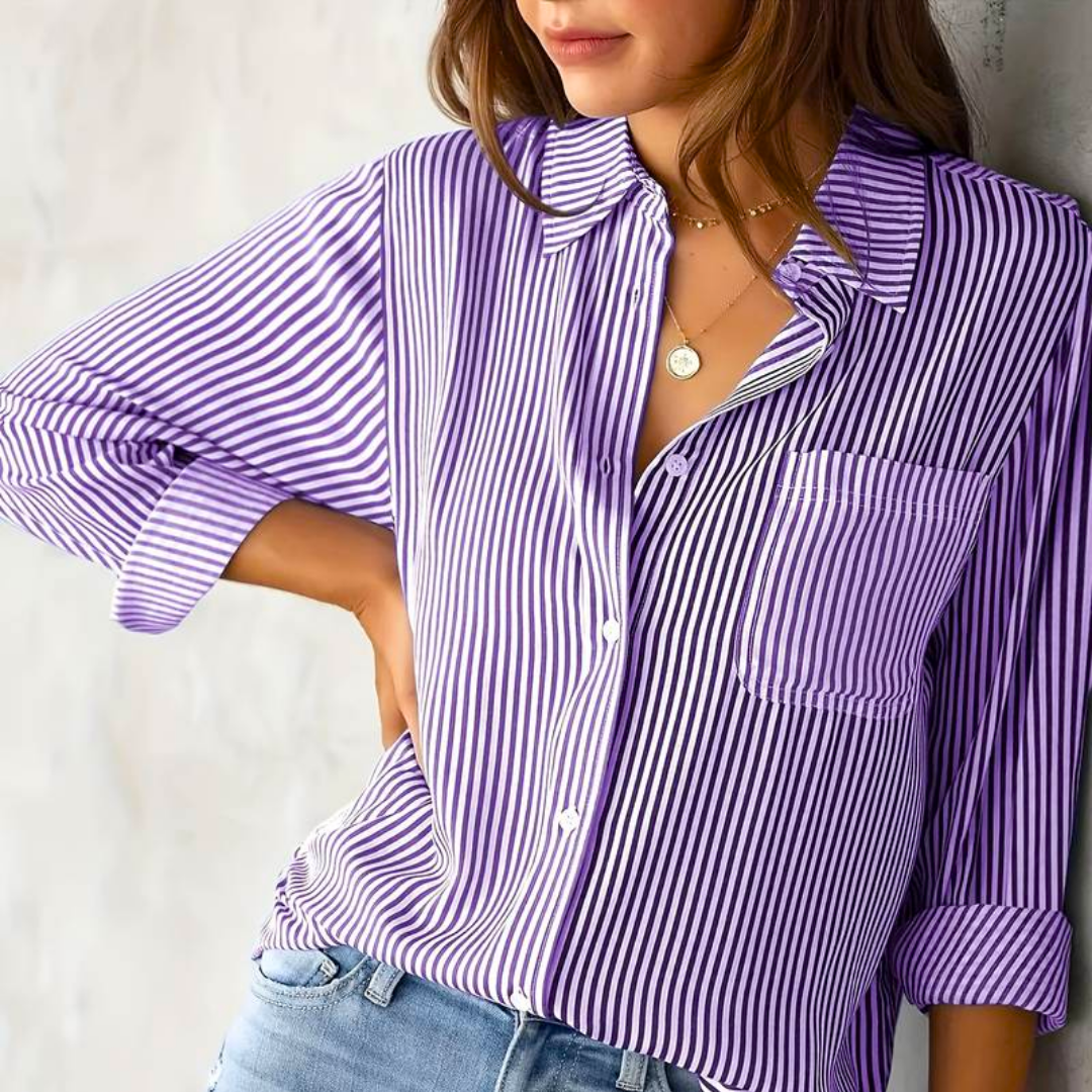 Women's Collared Striped Blouse
