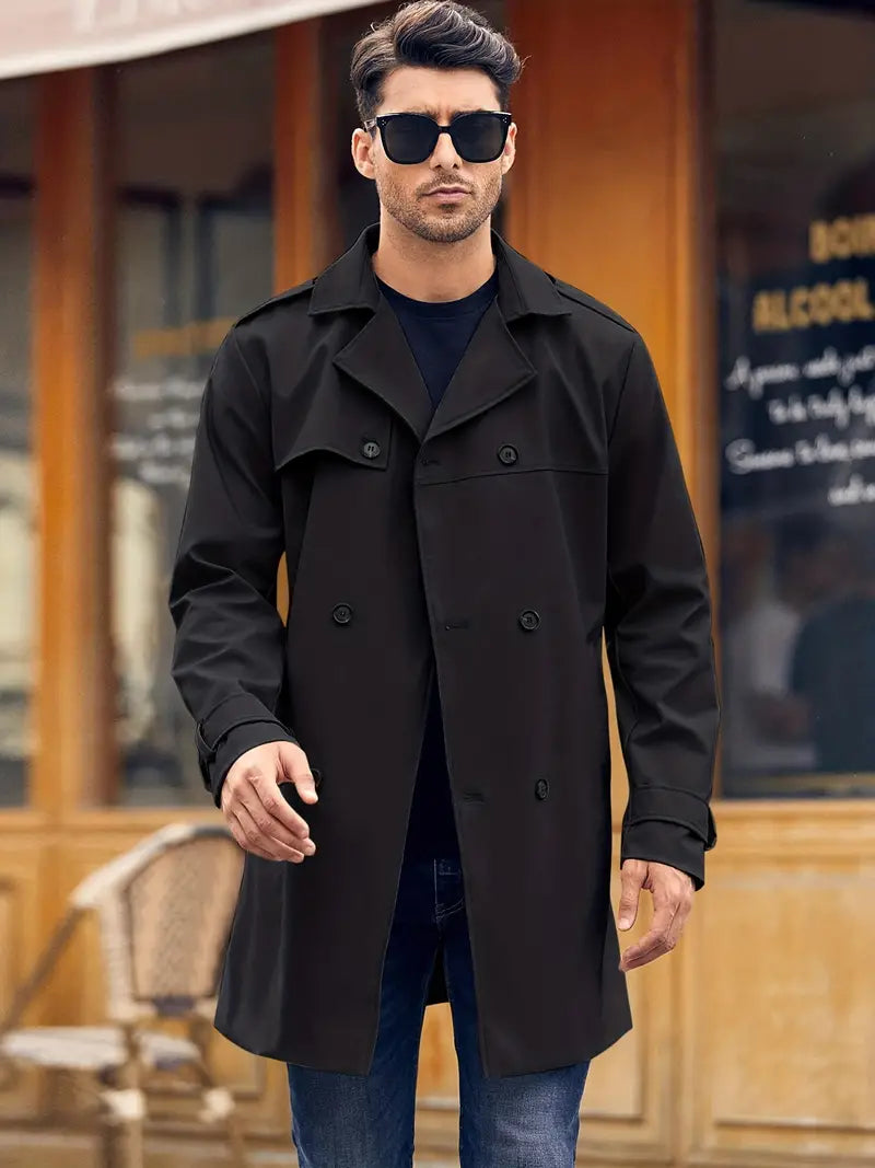 Men’s Double-Breasted Long Winter Coat