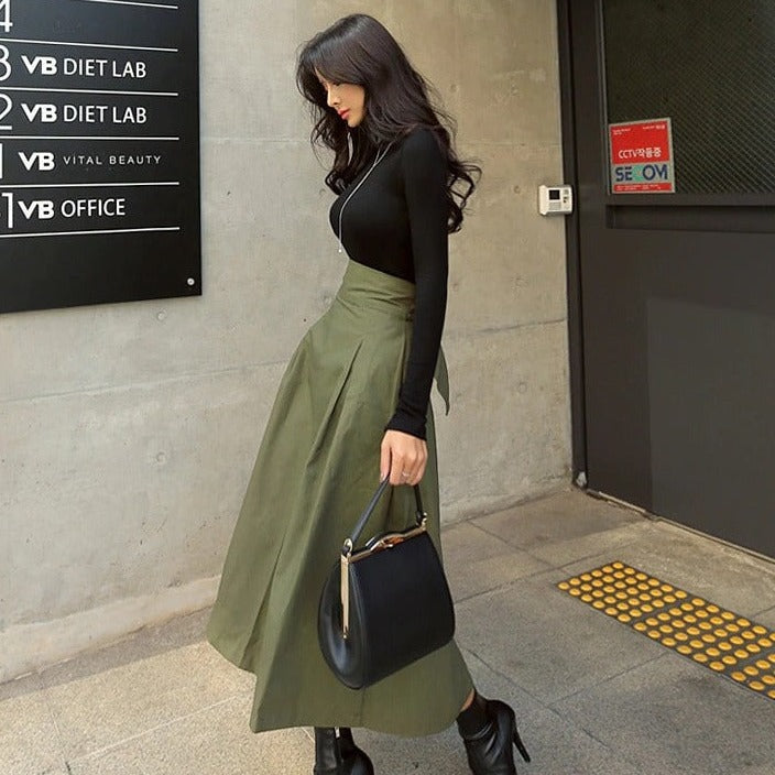 Women's High Waist Midi Skirt