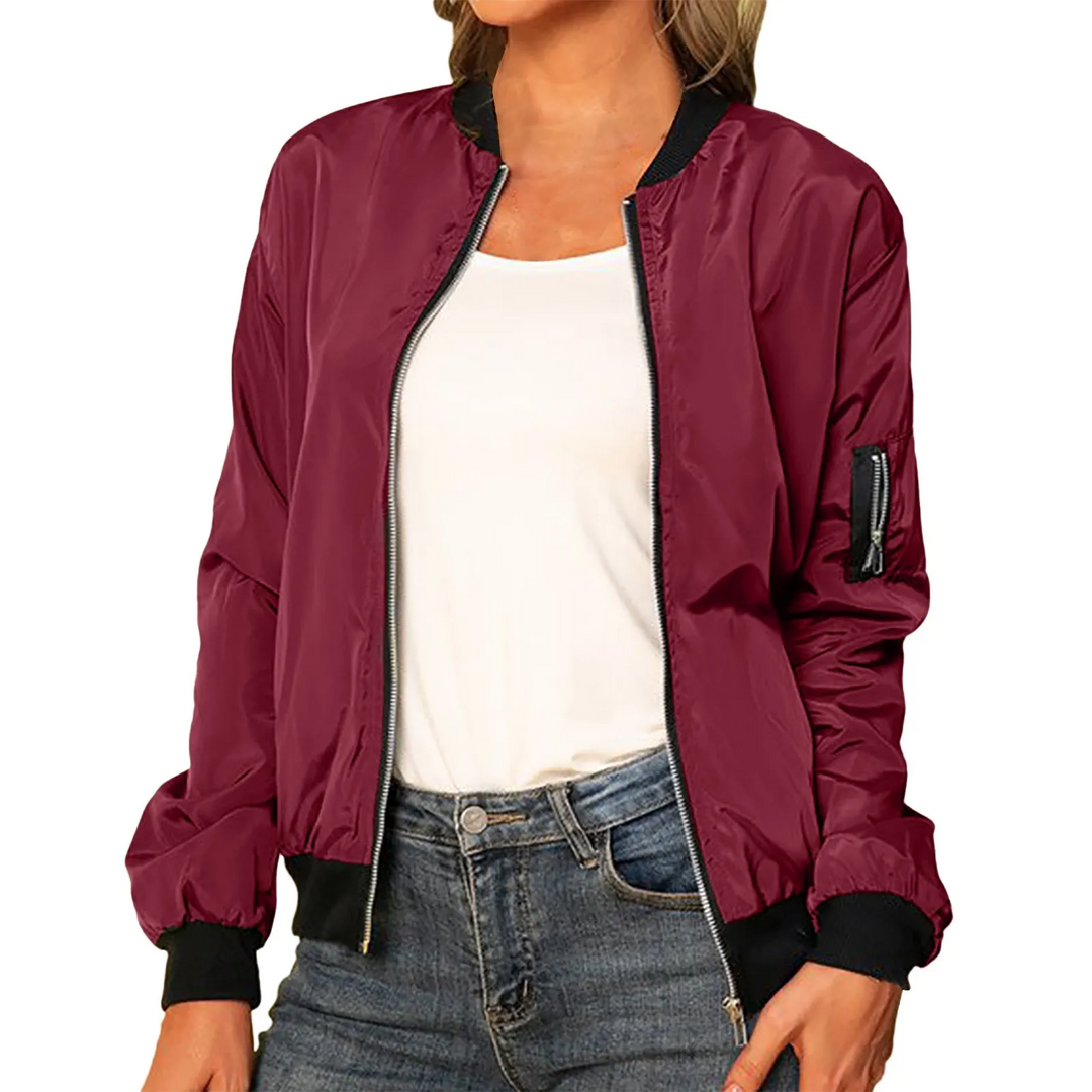 Women's Modern Zip Up Bomber Jacket