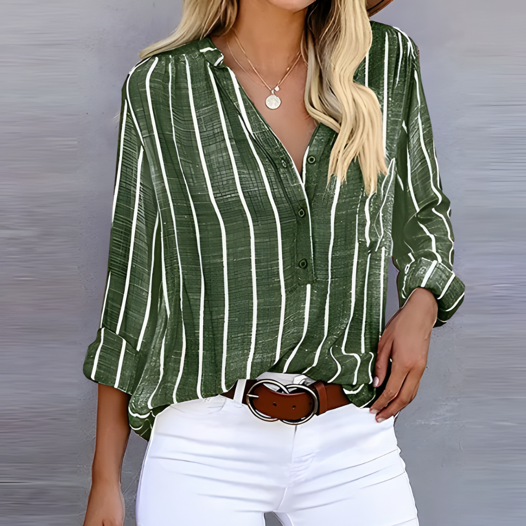 Women's Striped Three Quarter Sleeve Blouse
