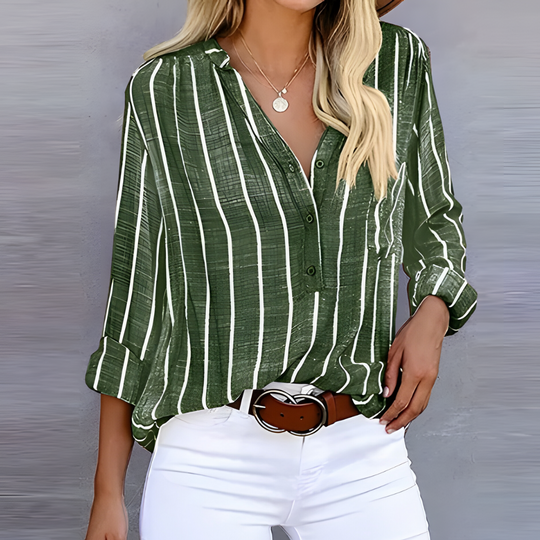 Women's Striped Three Quarter Sleeve Blouse