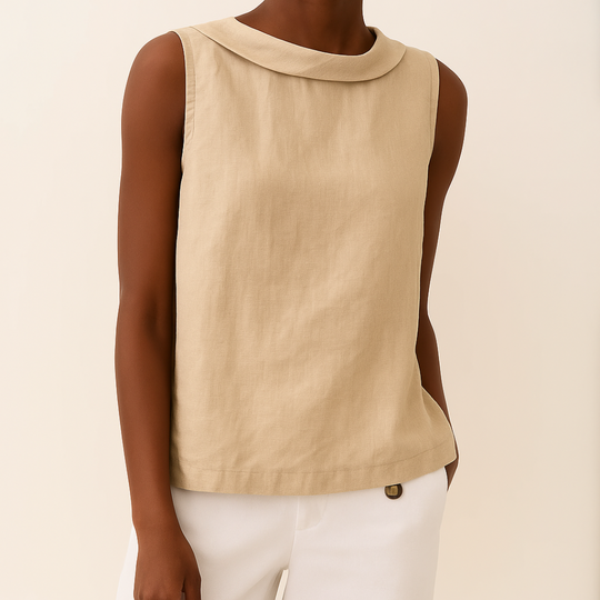 Alyssa | Sleeveless Roll Collar Top