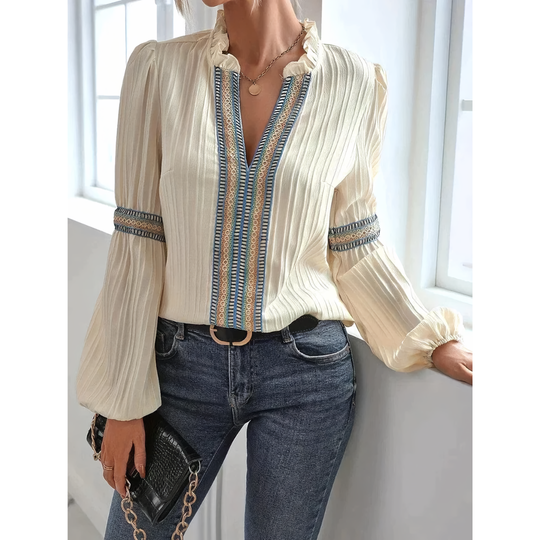 Women's V-Neck Long-Sleeve Blouse