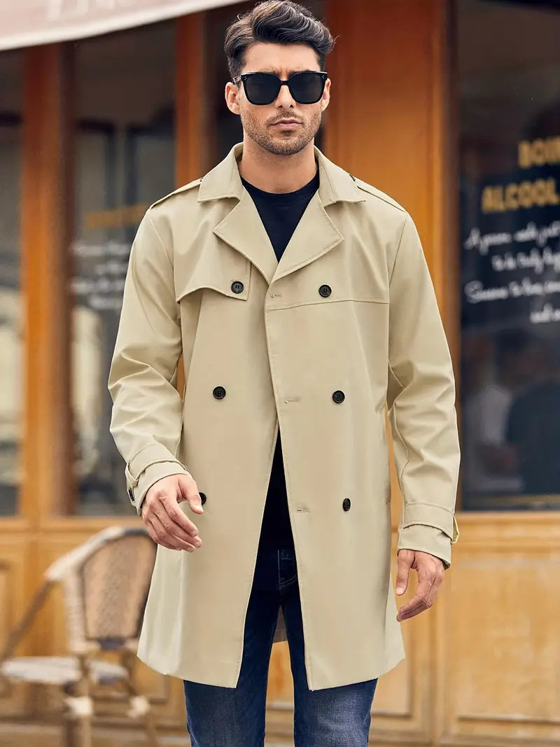 Men’s Double-Breasted Long Winter Coat