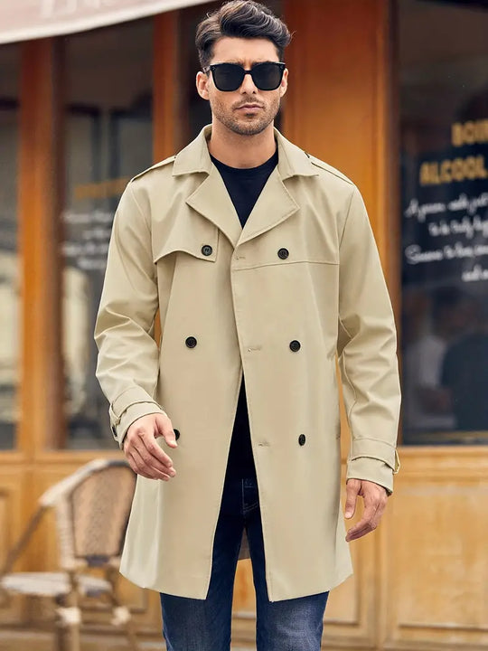 Men’s Double-Breasted Long Winter Coat