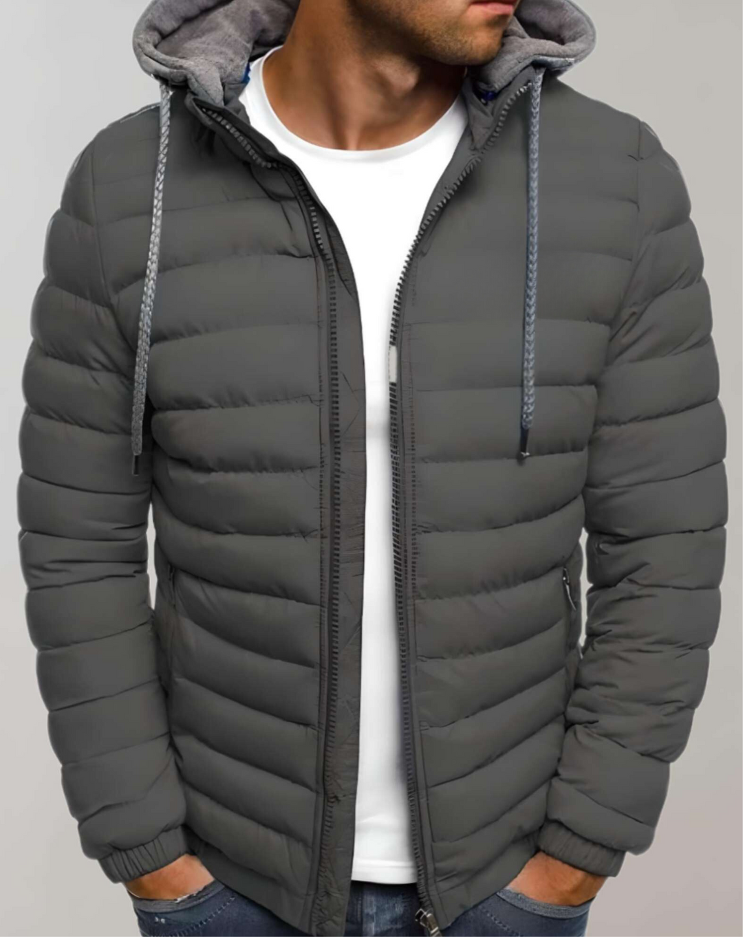 Men's Zipper Hooded Jacket with Pockets