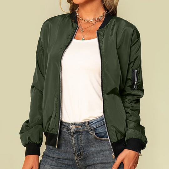 Women's Modern Zip Up Bomber Jacket