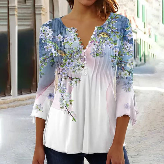 Women's Floral Three Quarter Sleeve Top
