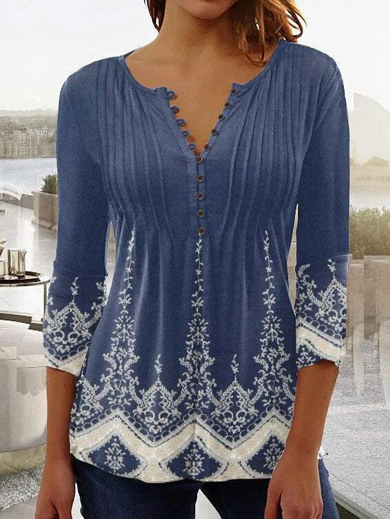 Women's Floral Three Quarter Sleeve Top
