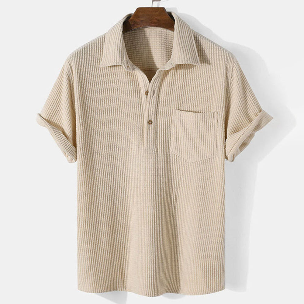 Men's Casual Collared Top With Side Pockets