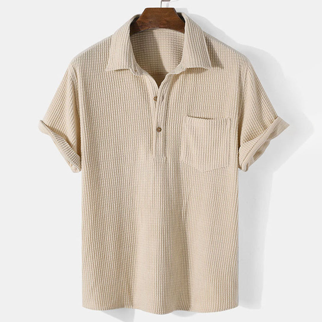 Men's Casual Collared Top With Side Pockets