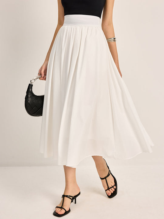 Women's White Flowy Midi Skirt