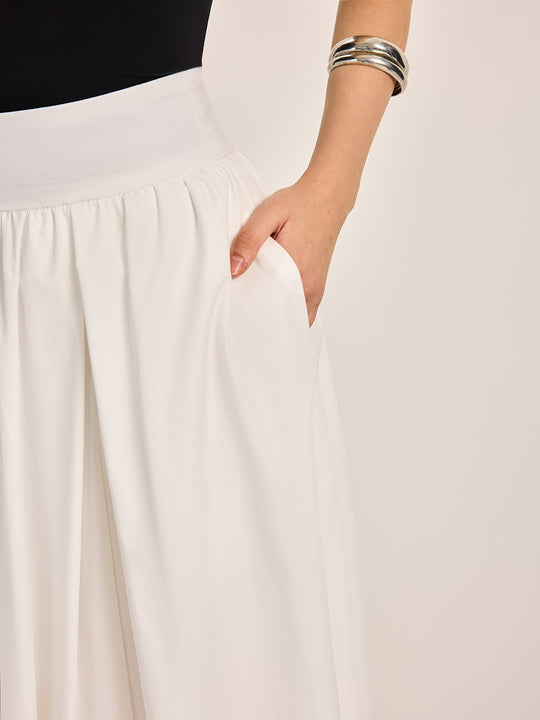 Women's White Flowy Midi Skirt