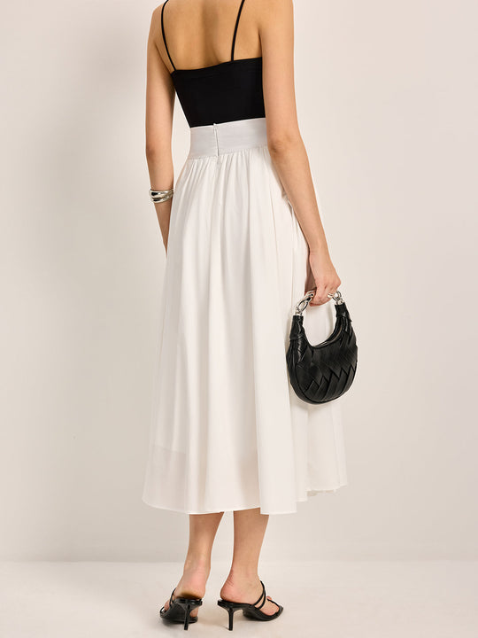 Women's White Flowy Midi Skirt