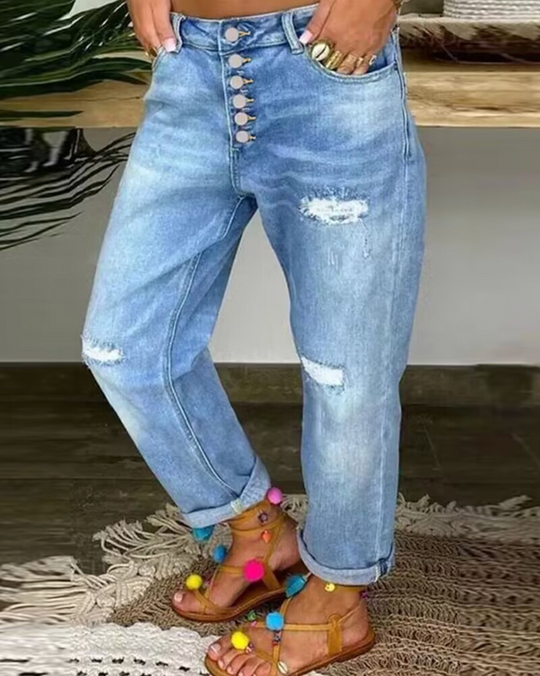 Women's Ripped Cropped Jeans