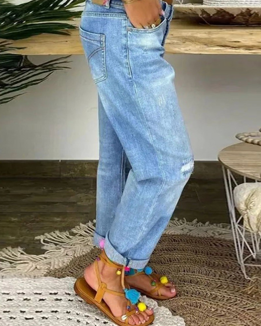 Women's Ripped Cropped Jeans