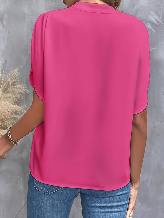 Women's Relaxed Fit V-Neck Short Sleeve Top