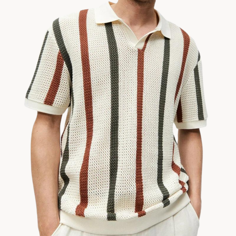 Men's Striped Collared Polo Shirt