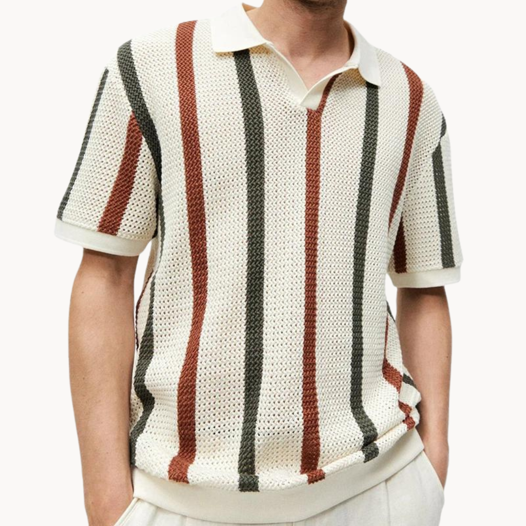 Men's Striped Collared Polo Shirt