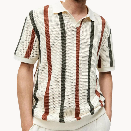 Men's Striped Collared Polo Shirt