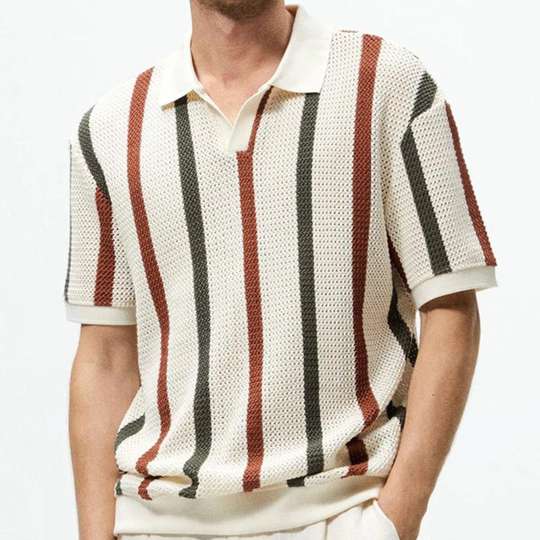Men's Striped Collared Polo Shirt