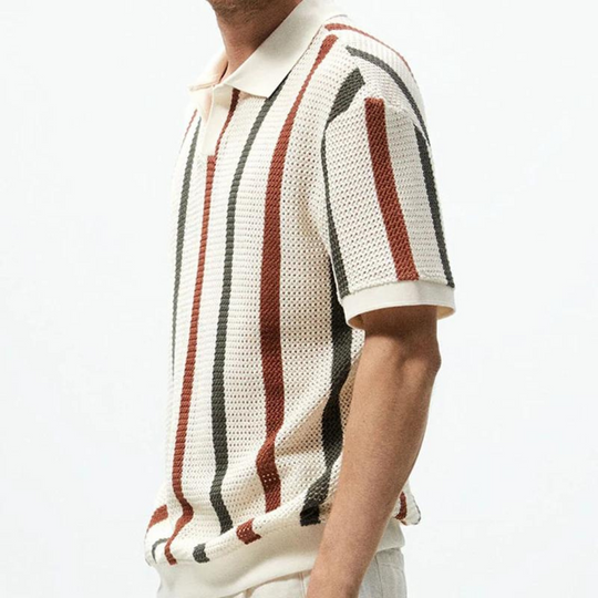 Men's Striped Collared Polo Shirt