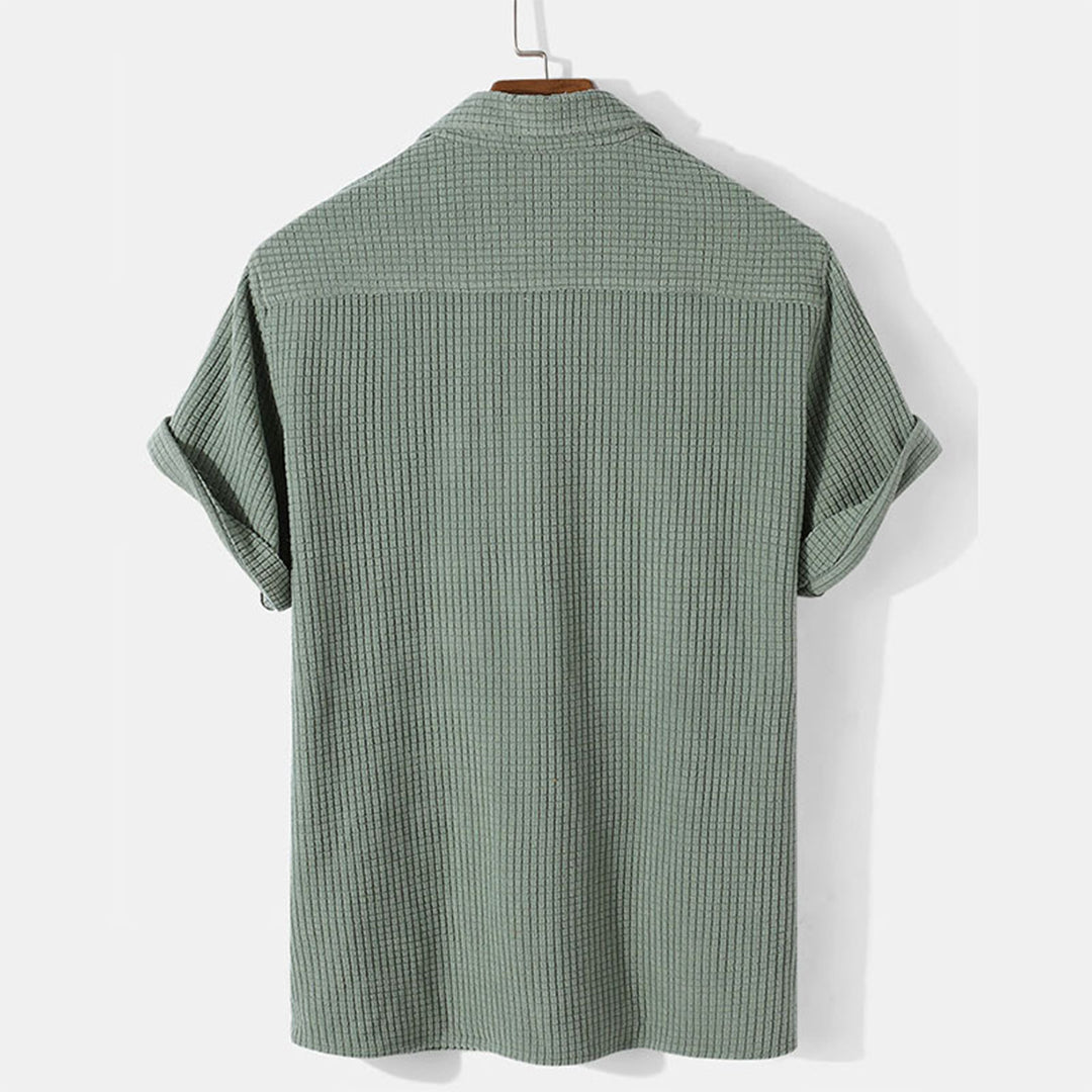 Men's Casual Collared Top With Side Pockets