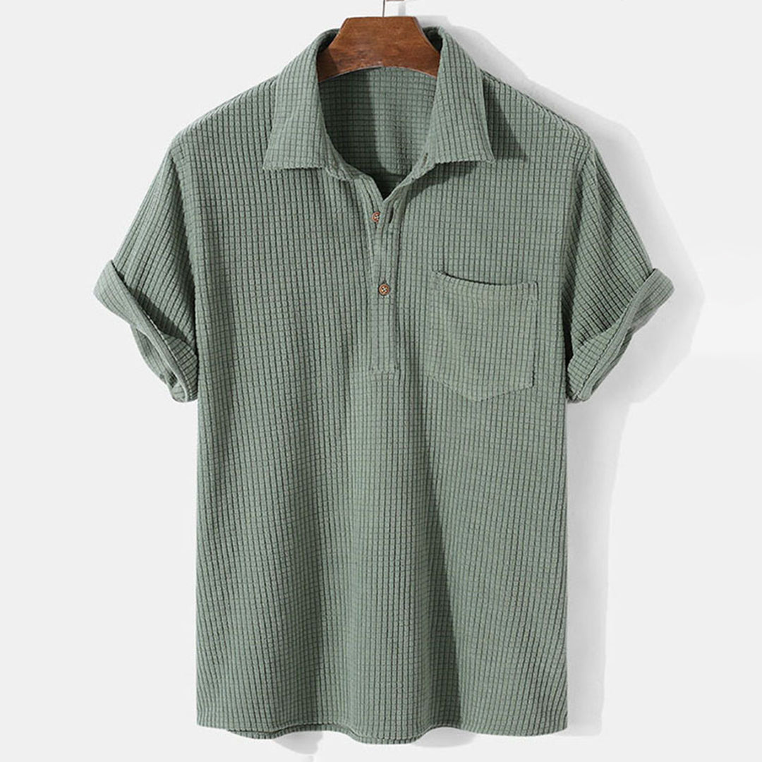 Men's Casual Collared Top With Side Pockets