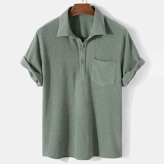 Men's Casual Collared Top With Side Pockets